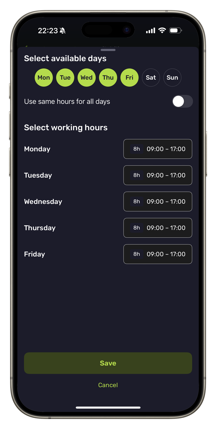 Set Your Availability