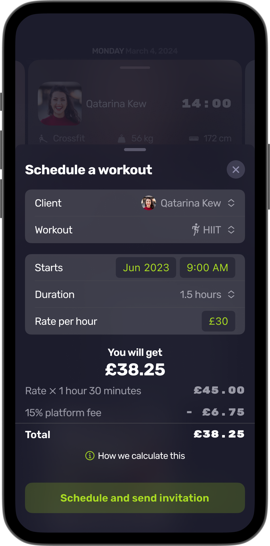 Schedule a workout